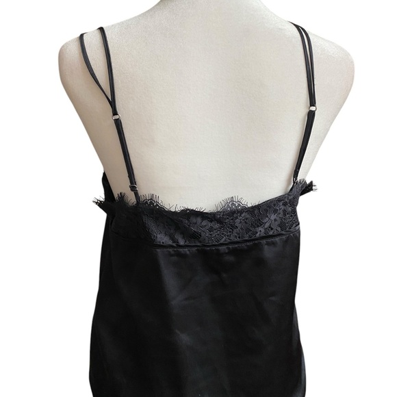 Abercrombie & Fitch Black Lace Satin Cami Tank Top Vtg Y2k Women S Blouse Button - Picture 5 of 8